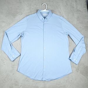 Mizzen+Main Rockefeller Shirt Mens 2XL Blue Knit Button Down Dress Trim Fit